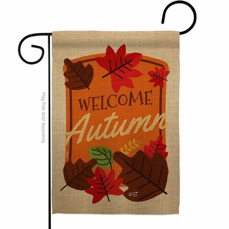 PATIO TRASERO 13 x 18.5 in. Welcome Autumn Garden Flag with Fall Harvest & Double-Sided Decorative Vertical Flags PA3873025